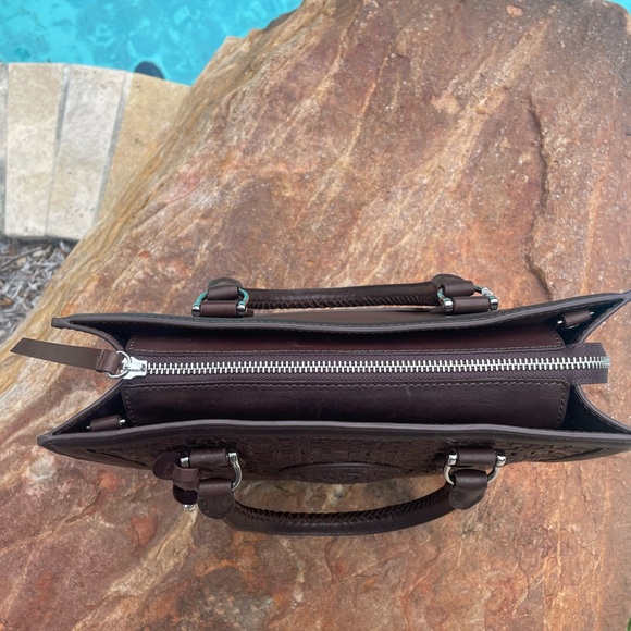 NEW! Brighton Ferrara Montecito “Leah” Woven Brown Leather Tote / Crossbody Bag - Picture 7 of 12